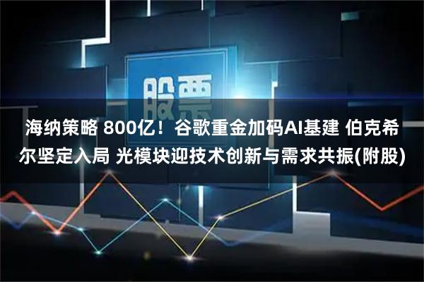 海纳策略 800亿!谷歌重金加码AI基建 伯克希尔坚定入局 光模块迎技术创新与需求共振(附股)