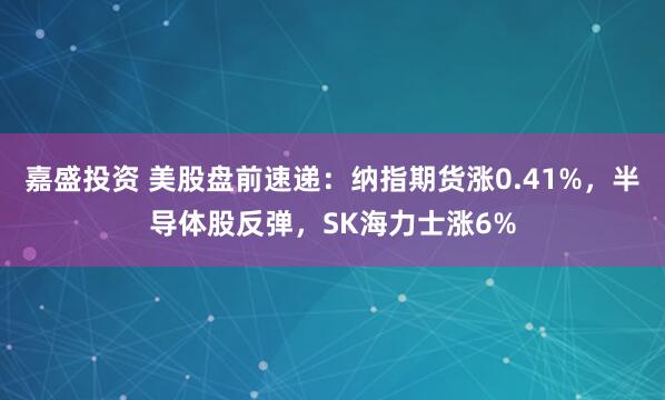 嘉盛投资 美股盘前速递:纳指期货涨0.41%,半导体股反弹,SK海力士涨6%